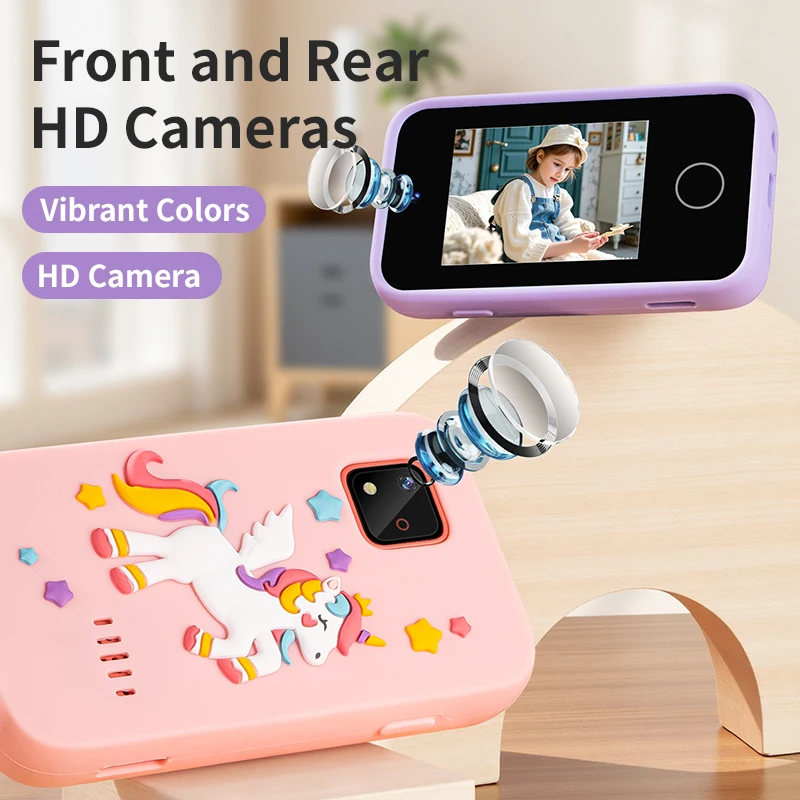 Kids Education Age - โทรศัพท์ของเล่นเด็ก กล้องดิจิตอล หน้าจอสัมผัส 2.4 นิ้ว รูปยูนิคอร์น