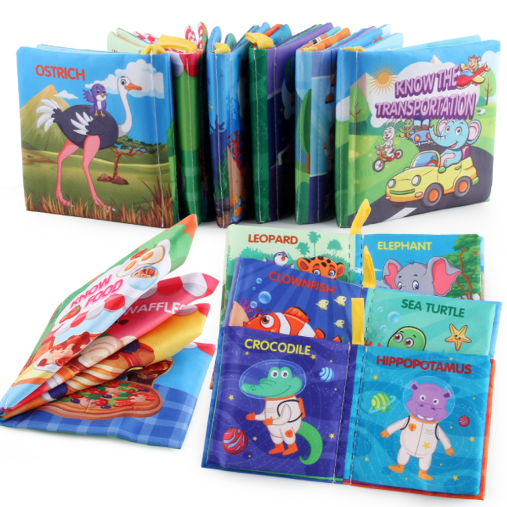 Kids Education Age - หนังสือผ้าสำหรับเด็กเล็ก ของเล่นเสริมพัฒนาการเด็ก หนังสือภาพประกอบภาษาอังกฤษ รูปสัตว์ รถยนต์ ผลไม้
