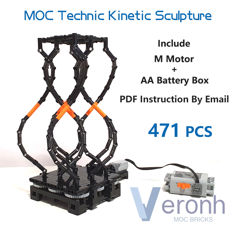 Kinetic Kids Education - MOC High-Tech Slithy Toves-Kinetic ประติมากรรมอาคารบล็อกเทคโนโลยีไฟฟ้า Assembly