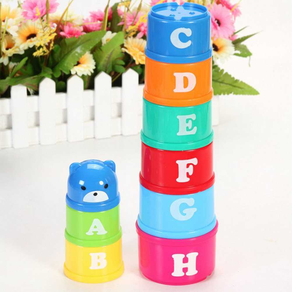 Kids Education Help - ชุดถ้วยสีสันสดใส 8 ใบ สำหรับการเรียนรู้ วัสดุทนทาน ช่วยให้เด็กเรียนรู้ทักษะการนับขนาด
