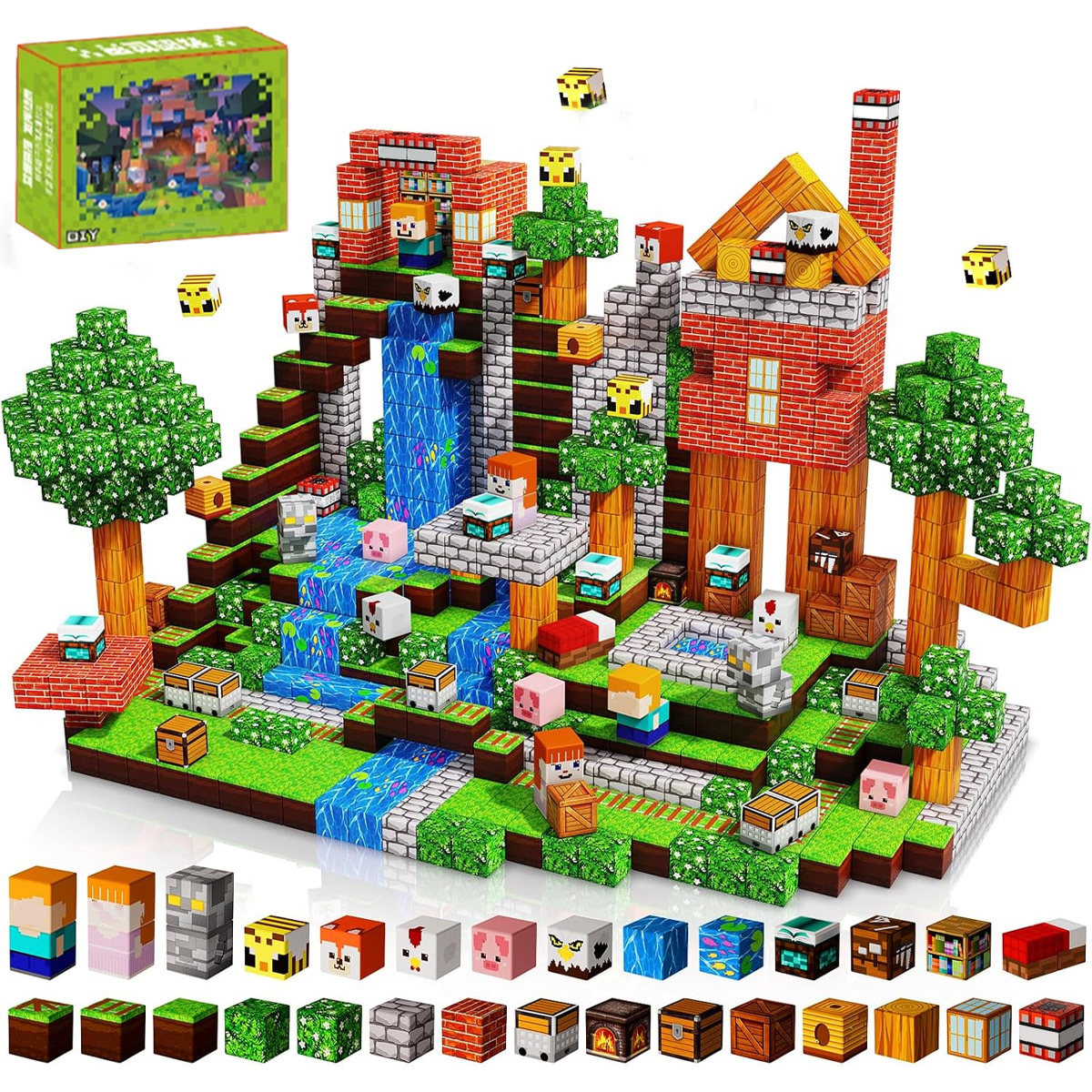 Kids Education World - บล็อกแม่เหล็กของเล่นตัวต่อแบบแม่เหล็ก ชุดโมเดลโลกของเล่นแบบ DIY STEM มอนเตสซอรี่ ของเล่นเสริมพัฒนาการเด็ก