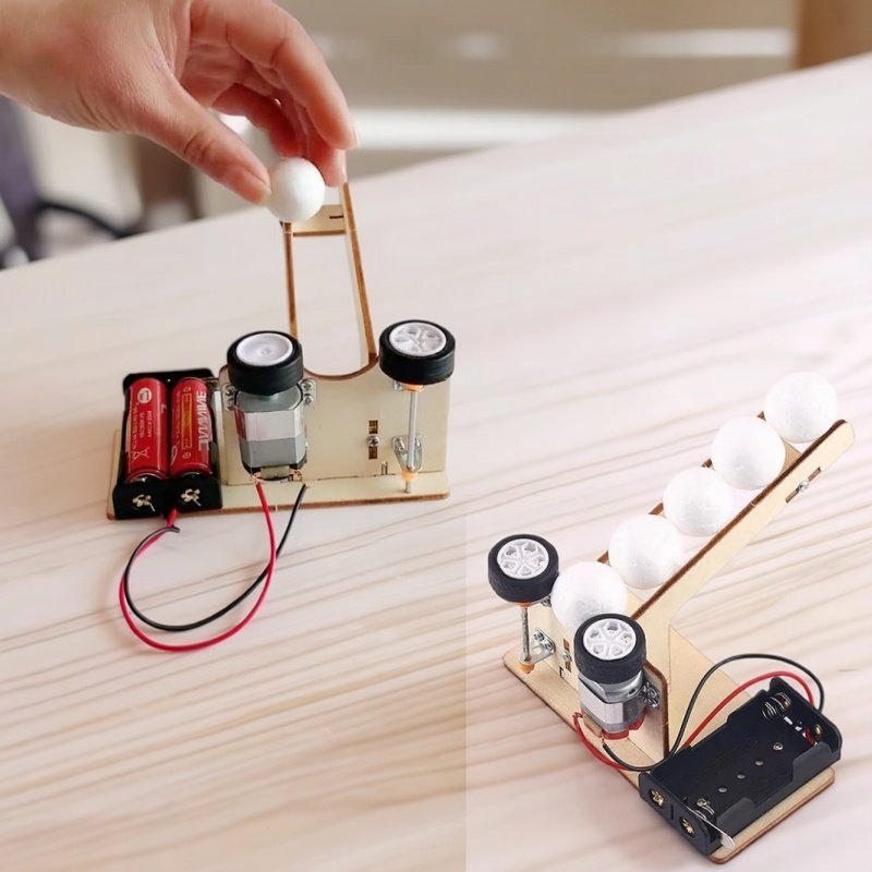 Kinetic Kids Education - เครื่องยิงลูกบอลอัตโนมัติ DIY ของเล่นวิทยาศาสตร์ STEM การทดลองการถ่ายโอนพลังงานเคลื่อนไหว ชุดประกอบเองสำหรับเด็ก