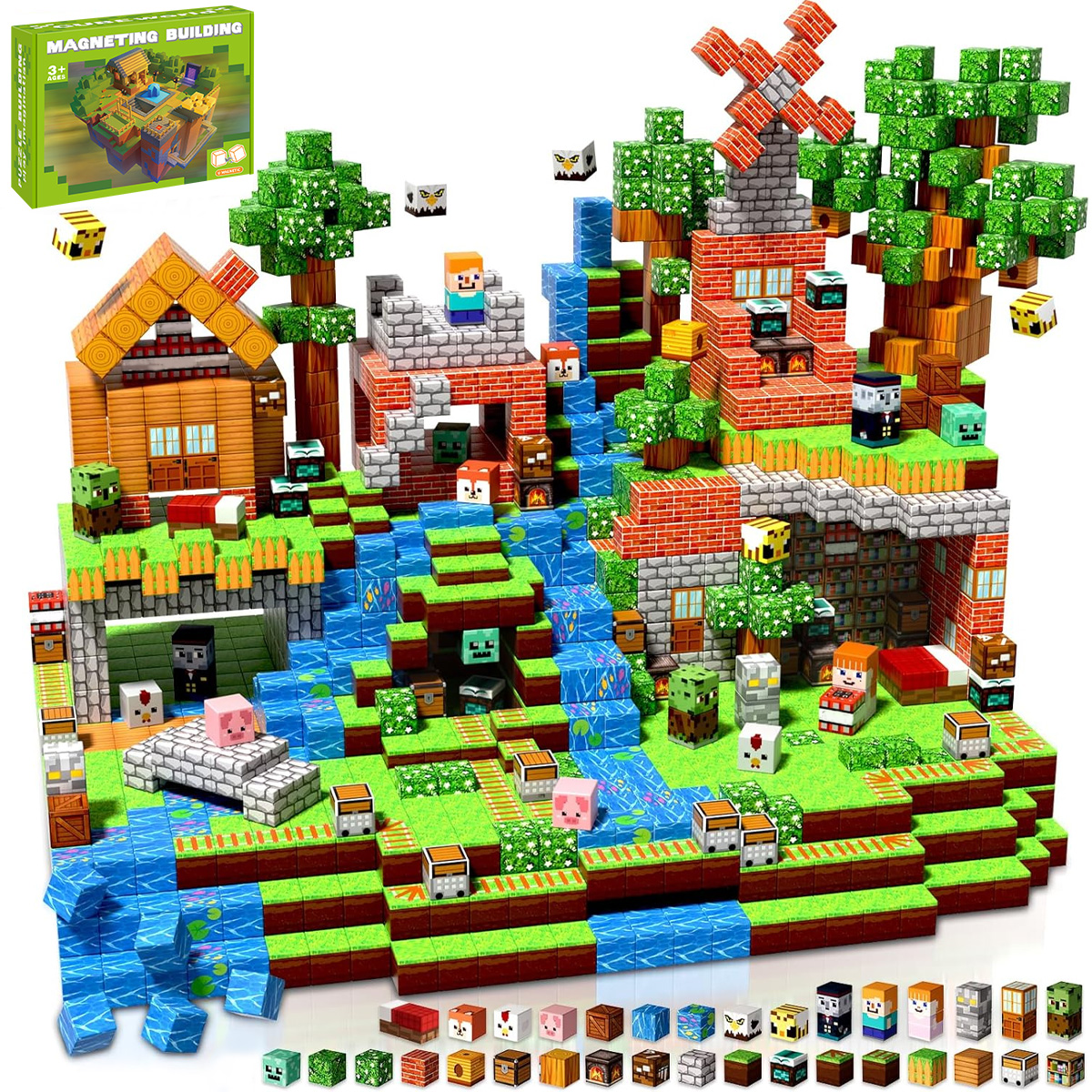 Kids Education World - บล็อกแม่เหล็กของเล่นเสริมสร้างทักษะ STEM ชุดต่อแบบ DIY ของเล่นเสริมพัฒนาการสำหรับเด็ก ของขวัญสำหรับเด็กชายและเด็กหญิง