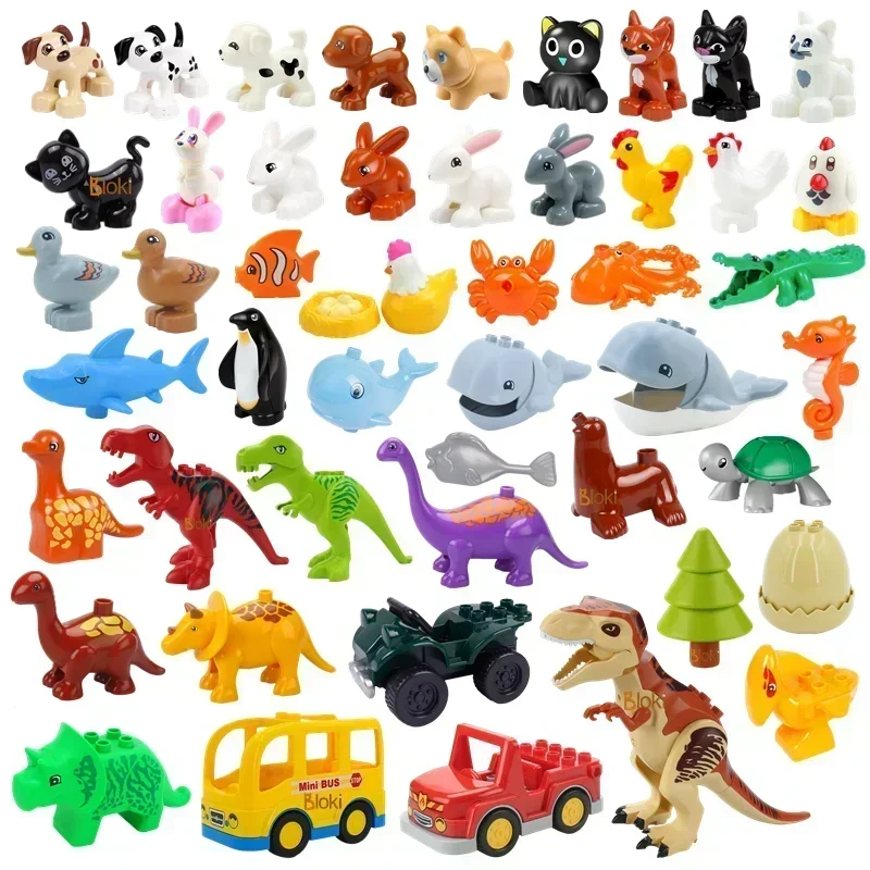 Kids Education World - บล็อกอาคารขนาดใหญ่ Jurassic World ไดโนเสาร์ Rex ตัวเลขสัตว์ทะเลใช้งานร่วมกับอิฐขนาดใหญ่การศึกษาเด็กของเล่นเด็ก