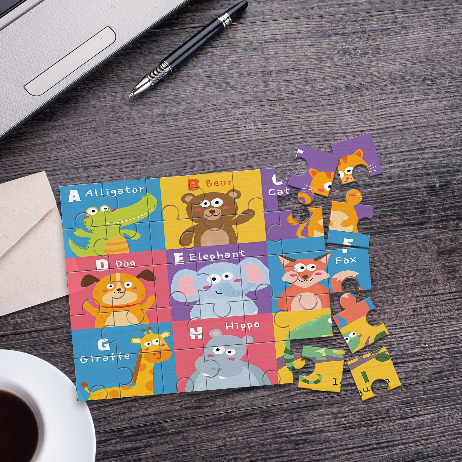 Kids No Education - 1 ชิ้น ตัวต่อจิ๊กซอว์ไม้รูปสัตว์หมีสำหรับเด็ก เหมาะสำหรับของขวัญวันครบรอบ วันแต่งงาน วันเกิด