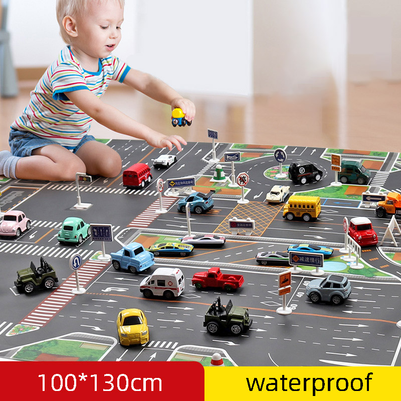 Kids Education Park - ใหม่กันน้ําไม่ทอ 130*100 ซม.ขนาดใหญ่City Traffic Car Park