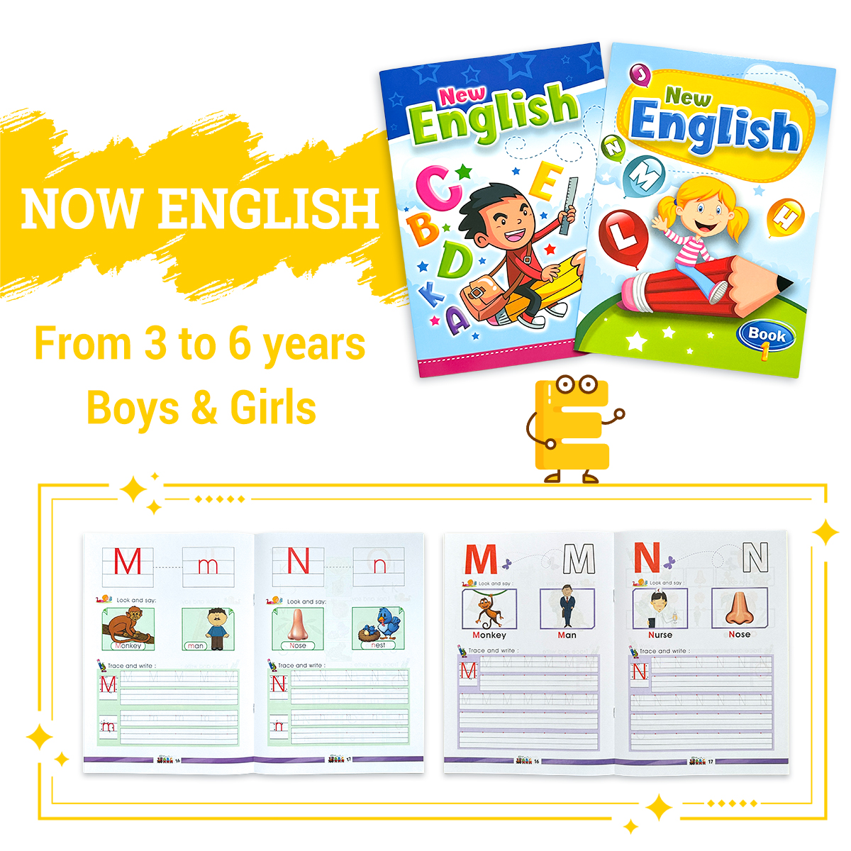 Kids Education Age - ชุดสมุดฝึกเขียนตัวอักษรภาษาอังกฤษแบบใหม่ 2 เล่ม สำหรับเด็กก่อนวัยเรียนอายุ 3-6 ปี