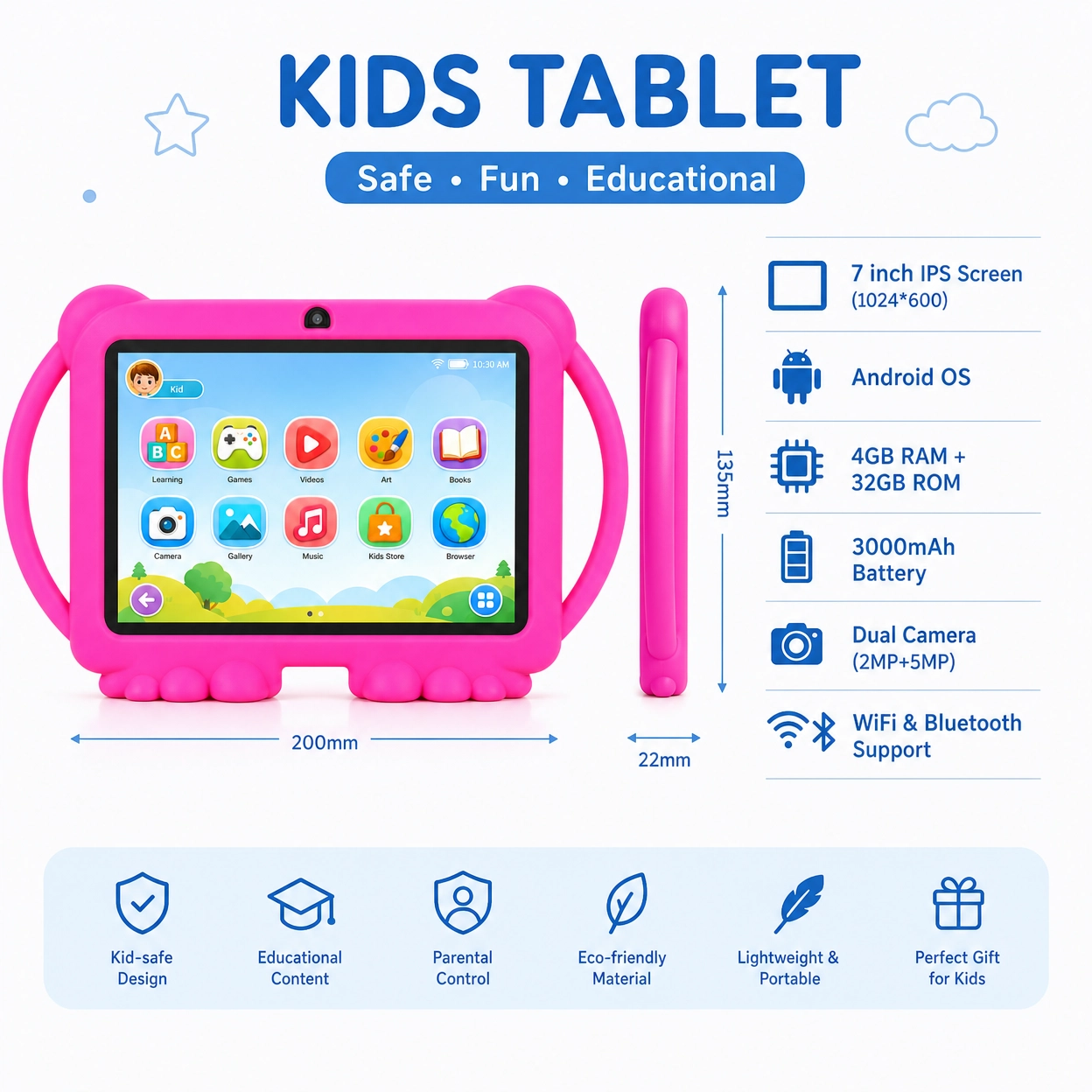 แท็บเล็ตสำหรับเด็ก 7 นิ้ว พร้อ - Kids Education Games App บทวิจารณ์และราคา