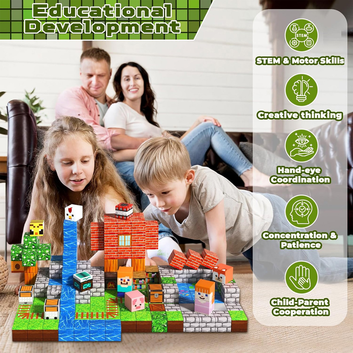 บล็อกแม่เหล็กของเล่นตัวต่อแบบแ - Kids Education World บทวิจารณ์และราคา