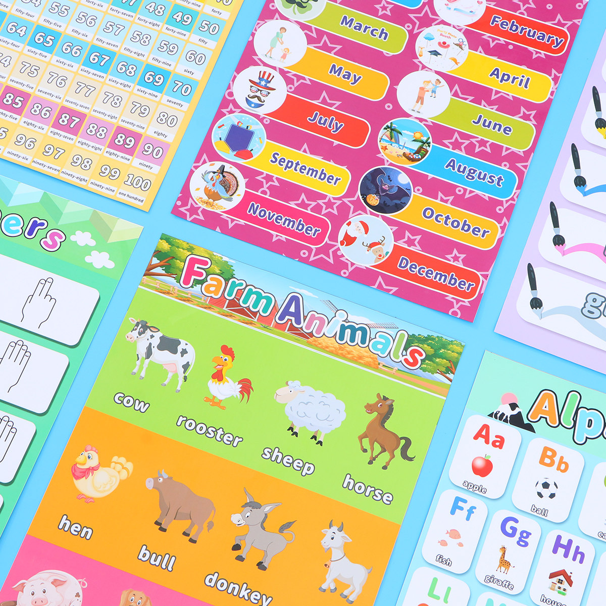 โปสเตอร์การเรียนรู้สัตว์ 6 ชิ้ - Educational Cartoon For Kids บทวิจารณ์และราคา