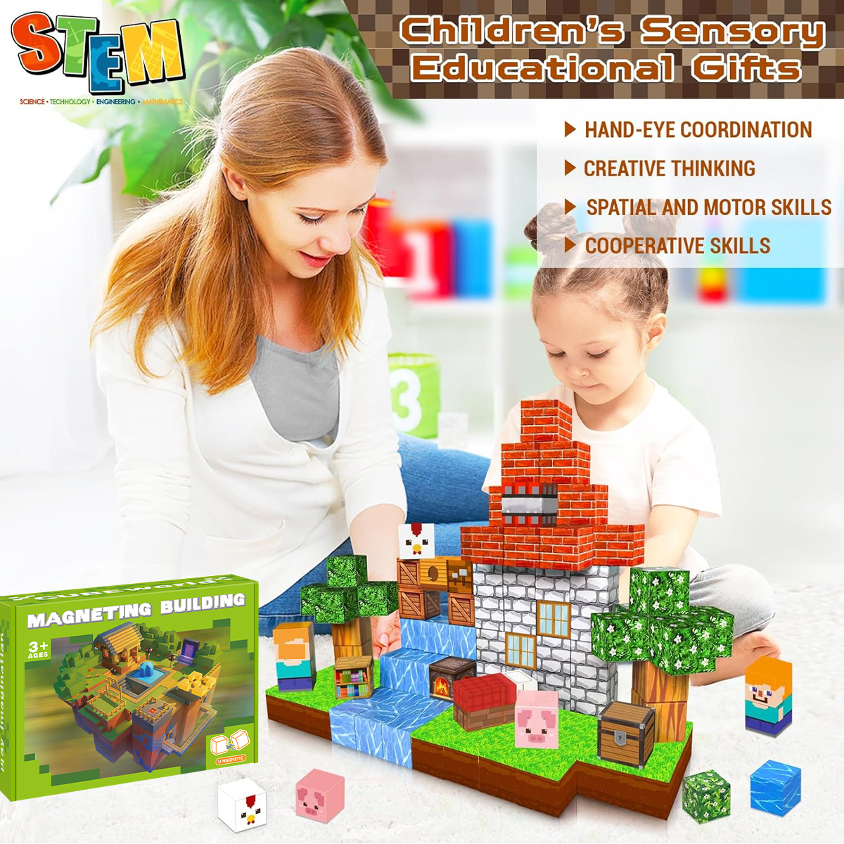 บล็อกแม่เหล็กของเล่นเสริมสร้าง - Kids Education World บทวิจารณ์และราคา