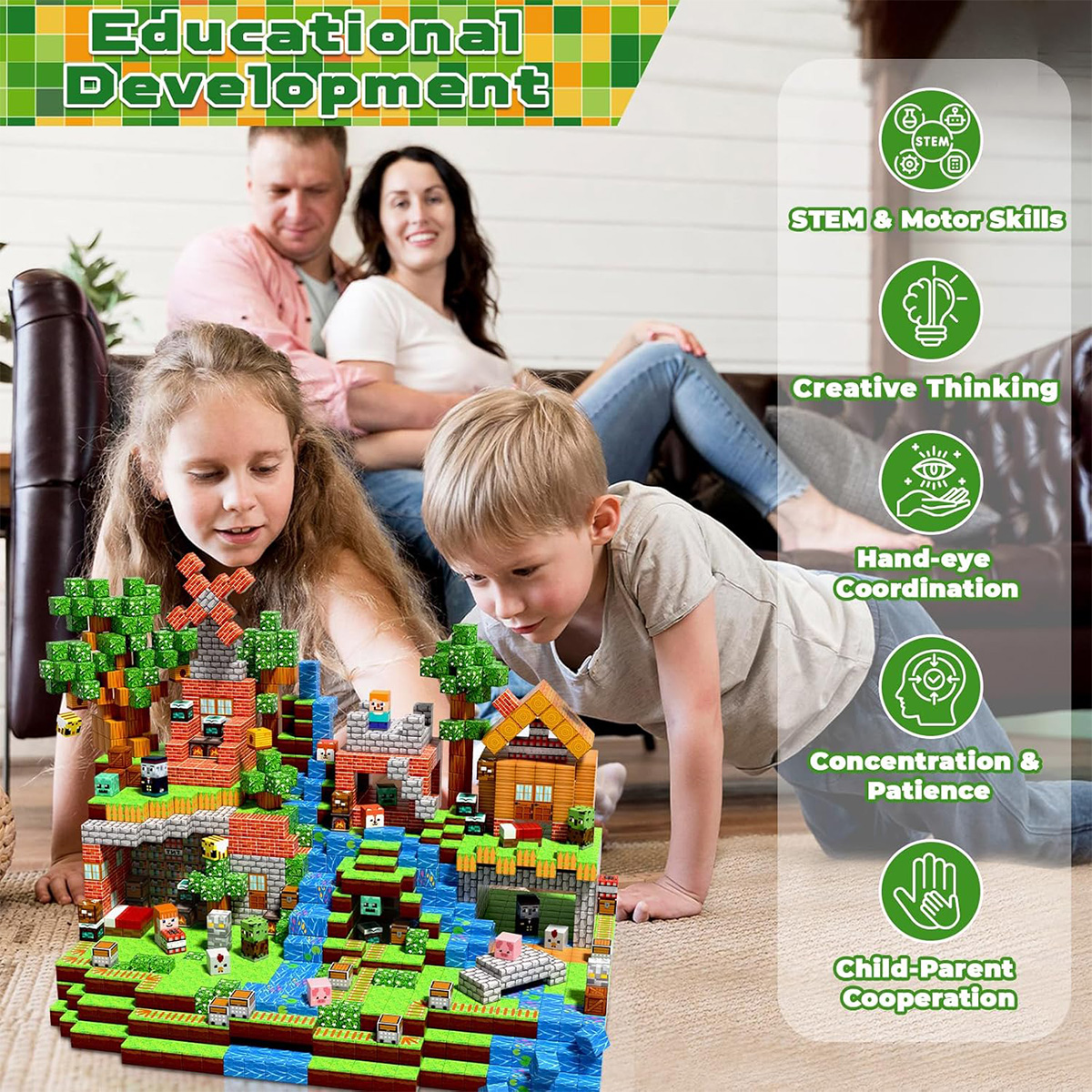 บล็อกแม่เหล็กของเล่นเสริมสร้าง - Kids Education World บทวิจารณ์และราคา