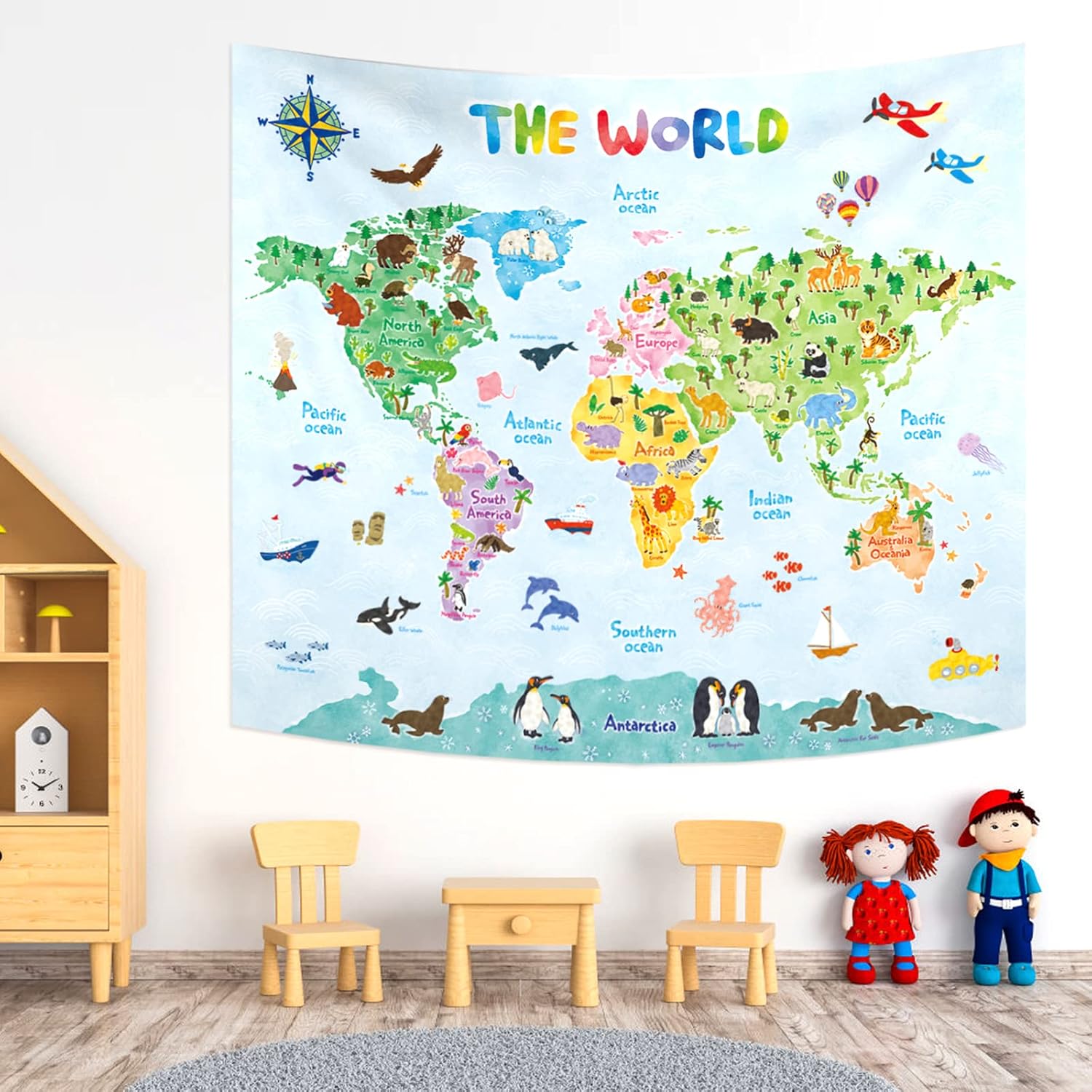 แผนที่โลกสำหรับเด็ก ผ้าติดผนัง - Kids Education World บทวิจารณ์และราคา