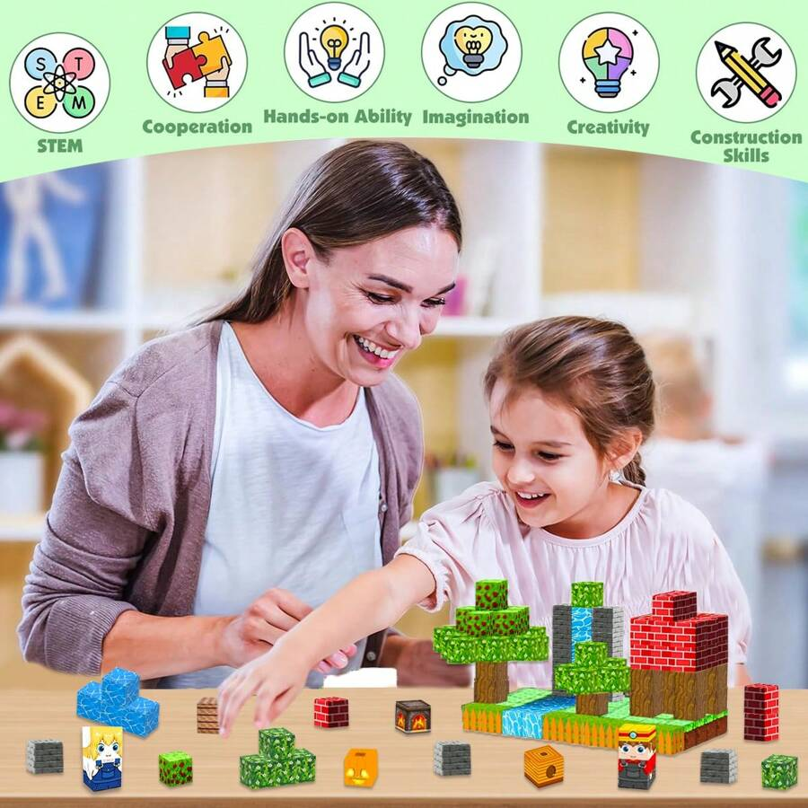 บล็อกแม่เหล็กของเล่นตัวต่อสร้า - Kids Education World บทวิจารณ์และราคา