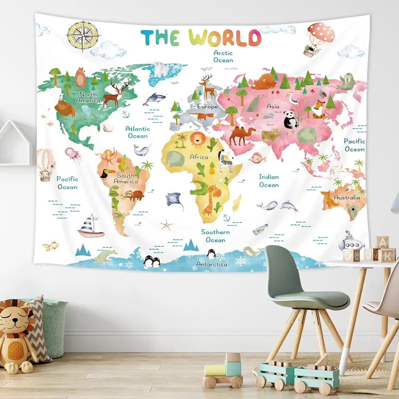 VIKAMA พรมแขวนผนังลายแผนที่โลก - Kids Education World บทวิจารณ์และราคา