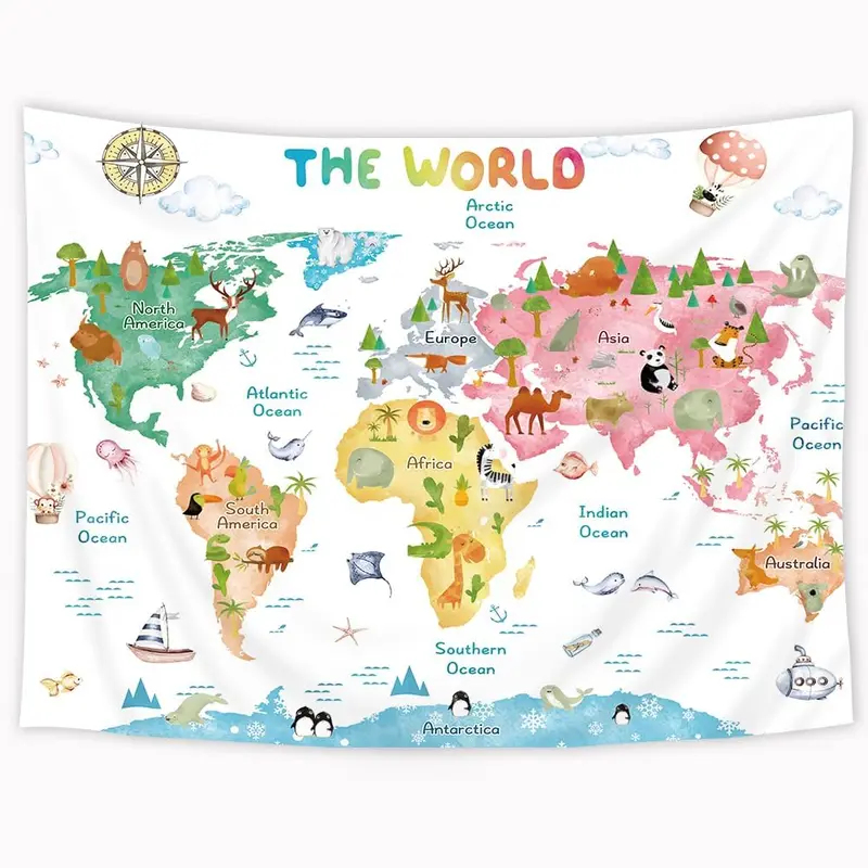 VIKAMA พรมแขวนผนังลายแผนที่โลก - Kids Education World บทวิจารณ์และราคา