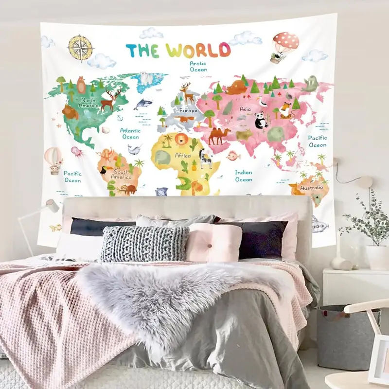 VIKAMA พรมแขวนผนังลายแผนที่โลก - Kids Education World บทวิจารณ์และราคา